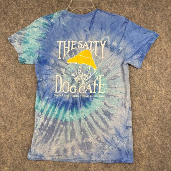 The Salty Dog Hilton Head Women’s T Shirt Tie Dye Blue Green Size Small EUC 261 - Picture 1 of 7